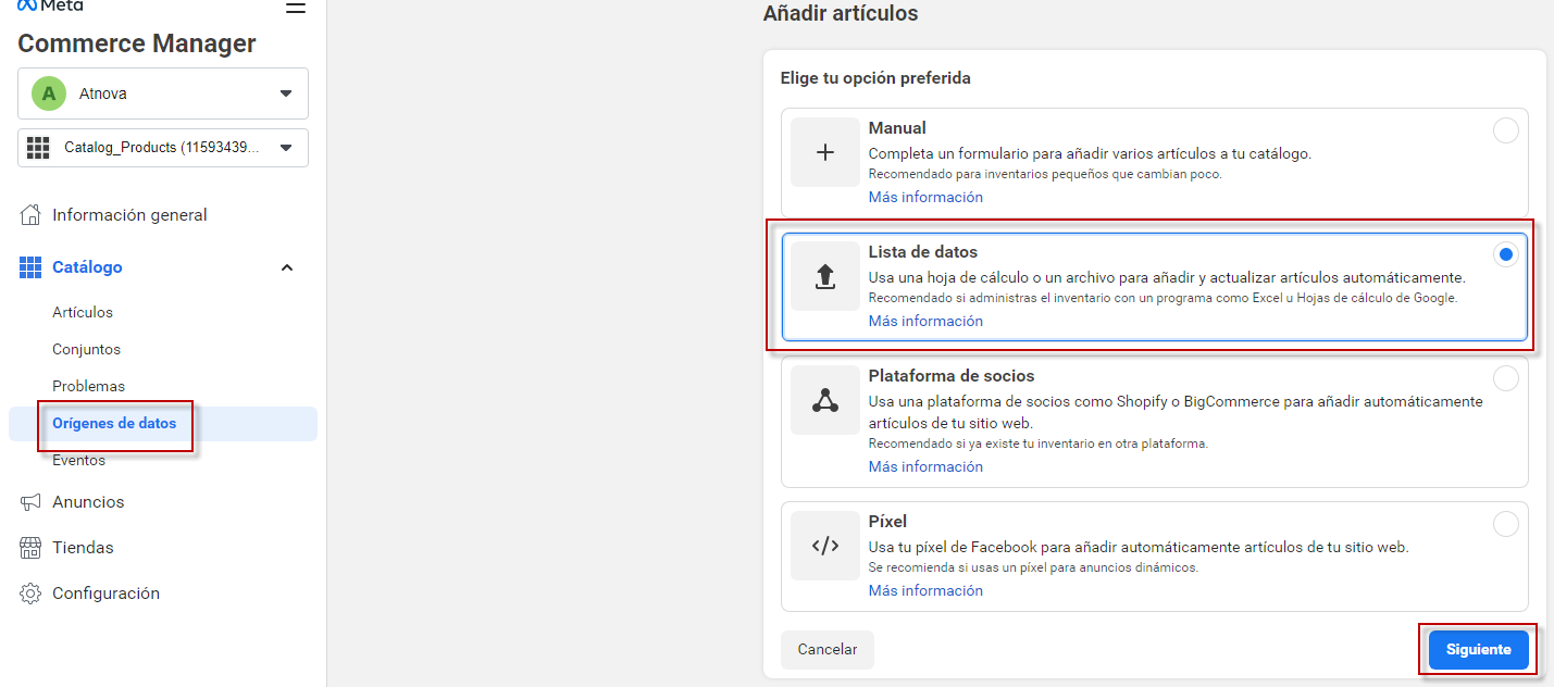Ir a lista de datos