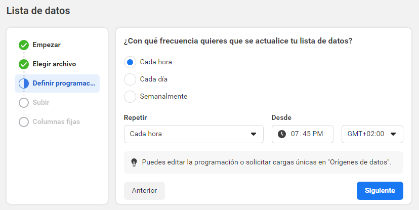 Cada cuánto actualizar los datos